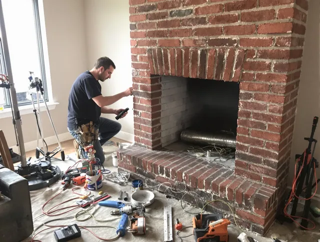 Mint Hill Chimney Sweep specialist finalizing chimney liner service in Mint Hill, NC