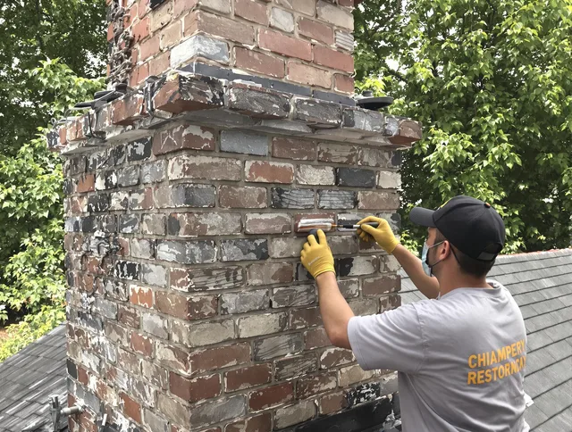 In-progress chimney restoration by Mint Hill Chimney Sweep in Mint Hill, NC