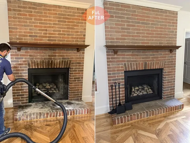 Mint Hill Chimney Sweep carefully sanitizing a fireplace in Mint Hill, NC